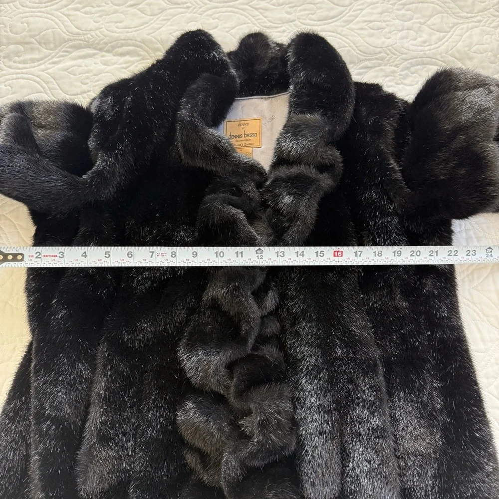 Dennis Basso Luxurious Black Faux Fur Mink Coat Shawl Collar Women’s Medium NWOT - Picture 13 of 14